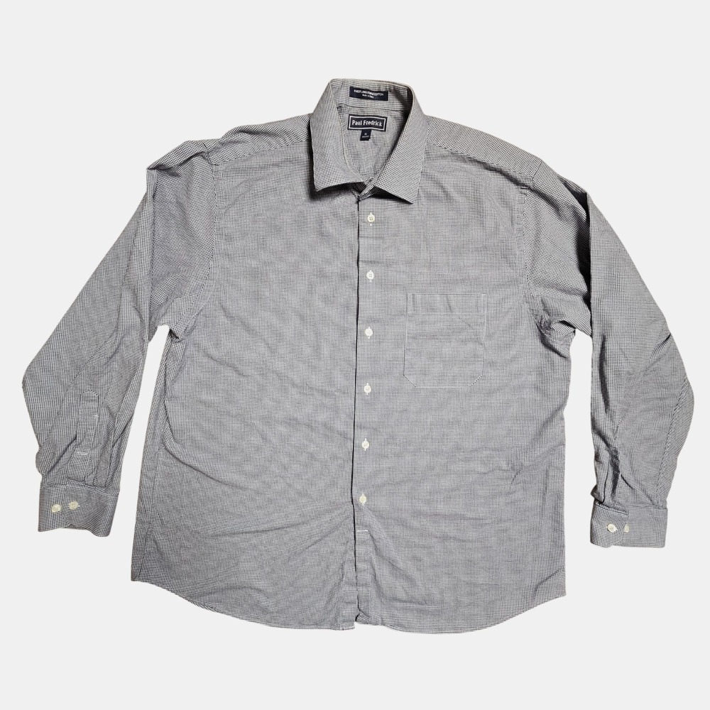Paul Frederick Finest Long‎ Staple Cotton Houndstooth Long Sleeve Shirt XL Prep